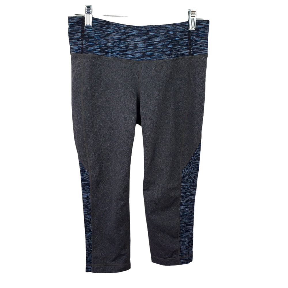 Athleta Splits Revelation Blue Gray Yoga Pilates Gym Capri Leggings Medium